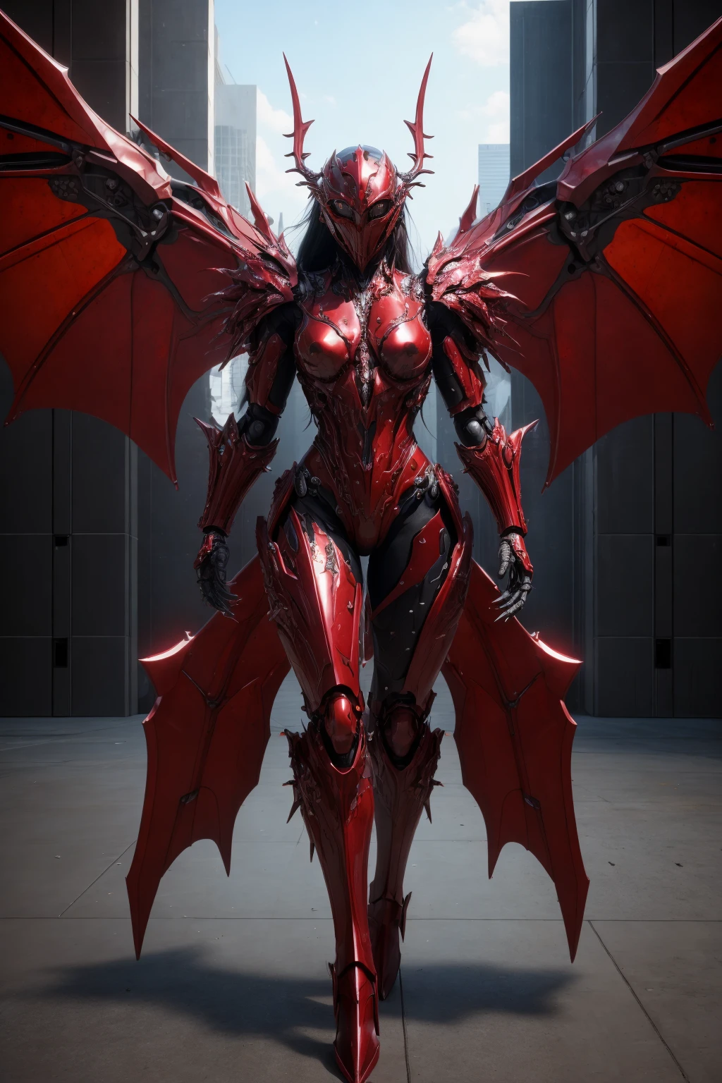 <lora:hades_armor_v3:0.7>
masterpice, highly detailed photorealistic raw photography, best quality, volumetric lighting, volumetric shadows
1girl in Christmas Red hades_armor, musculated body, alien eyes, helmet, monster form, claws, metal demon wings, armor reflexions, waving
steampunk city background with multicolor flowers