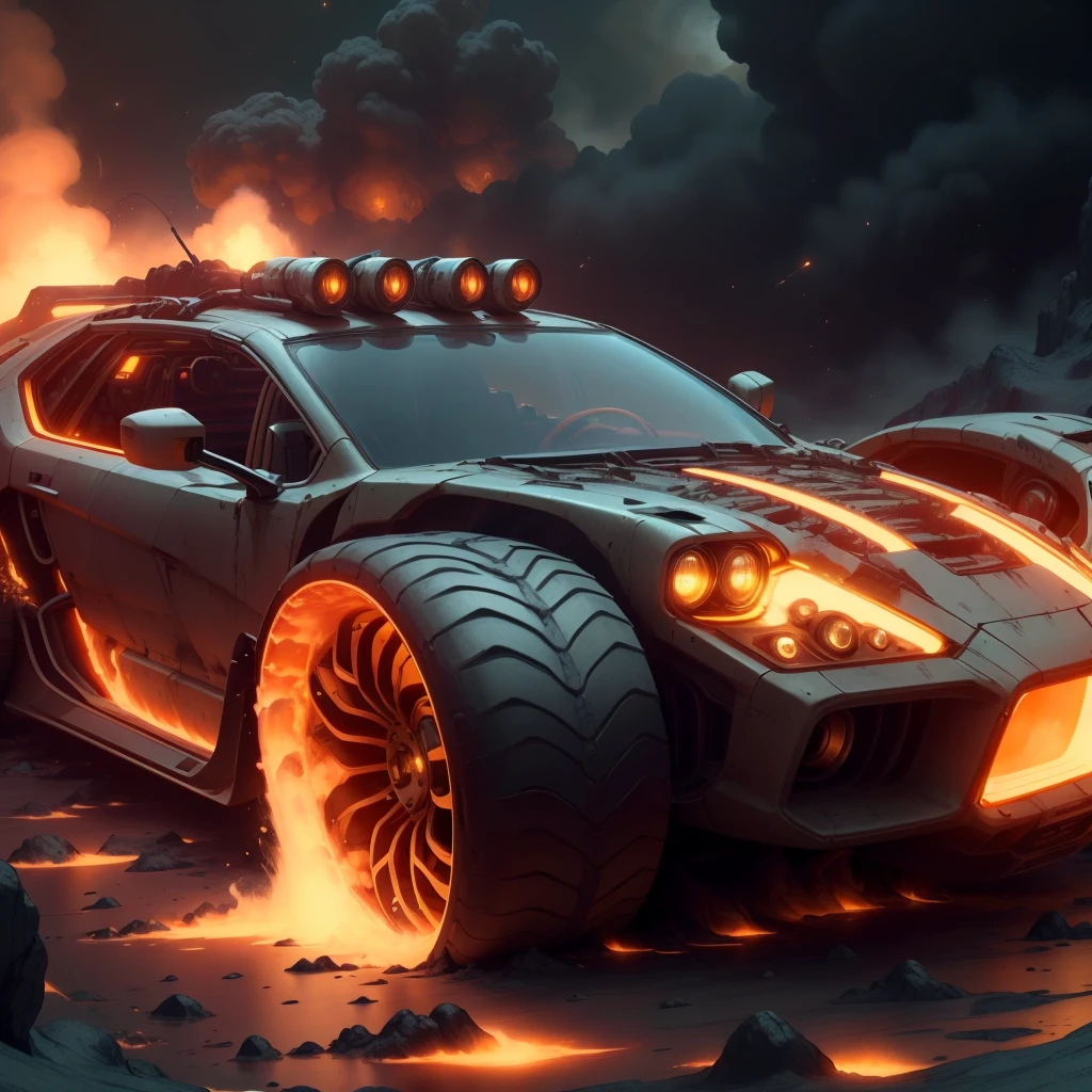 <lora:ExoMagmaTech-20:0.8>, exomagmatech , scifi, lava , translucent ,
(sports car:0.3), (ground vehicle:0.4),