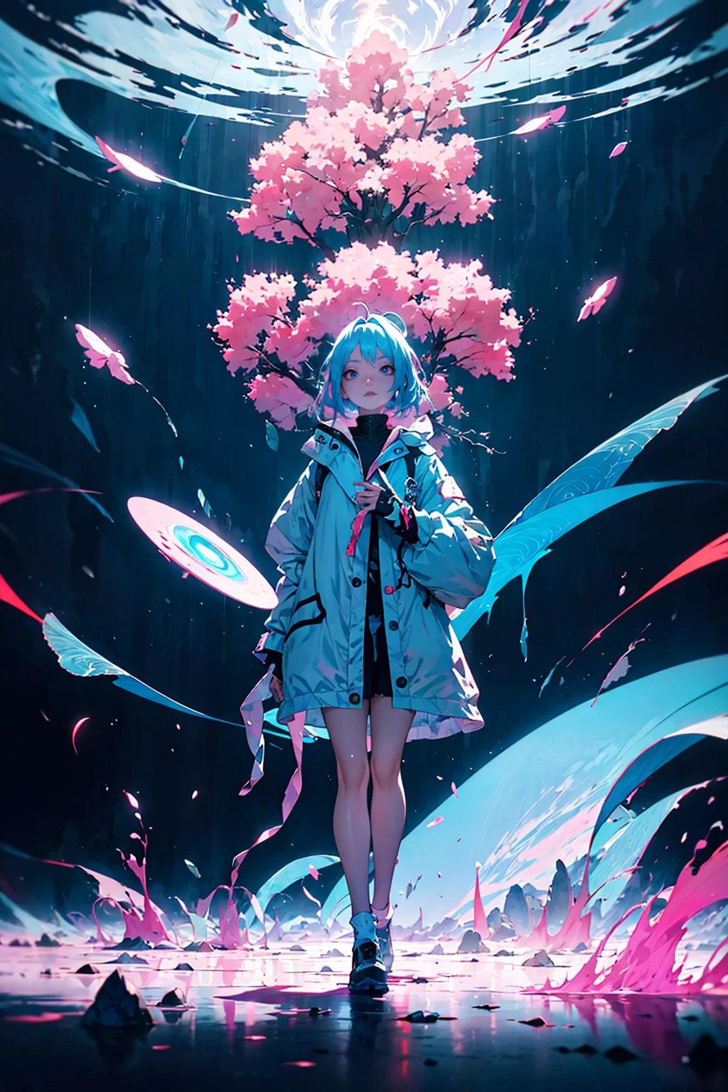 absurdres, highres, ultra detailed, (1girl:1.3),
BREAK
, infrared photography, otherworldly hues, surreal landscapes, unseen light, ethereal glow, vibrant colors, ghostly effect