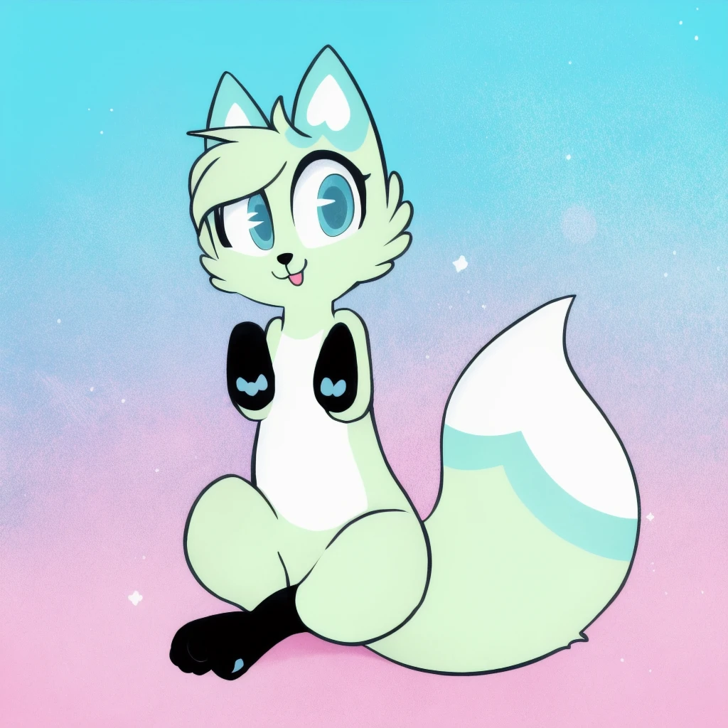 Slushi, solo, furry, 1girl, full body, high quality, illustration, high res, simple background, paw feet, paw hands <lora:Slushi-v1:0.8>