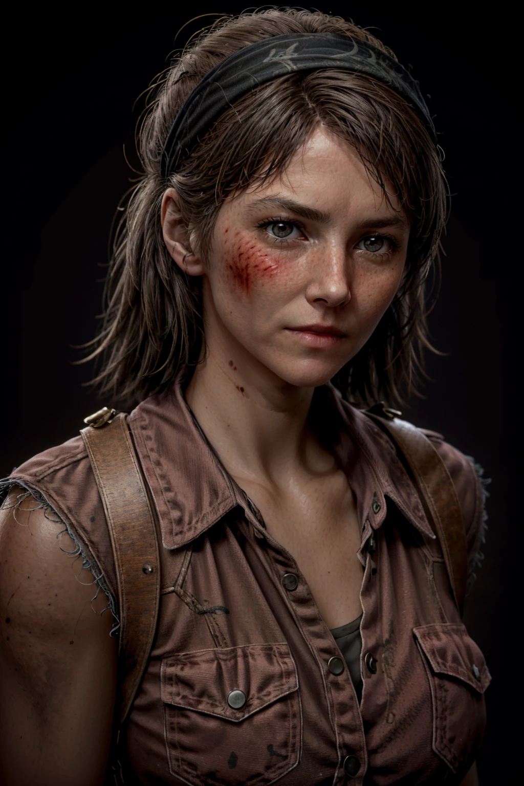 a sexy female zombie, detailed face and eyes, detailed skin texture, detailed zombie features, chaotic city background, destroyed buildings, post-apocalyptic atmosphere, moody lighting, dark and gritty, cinematic composition, high detail, photorealistic, 8k, masterpiece