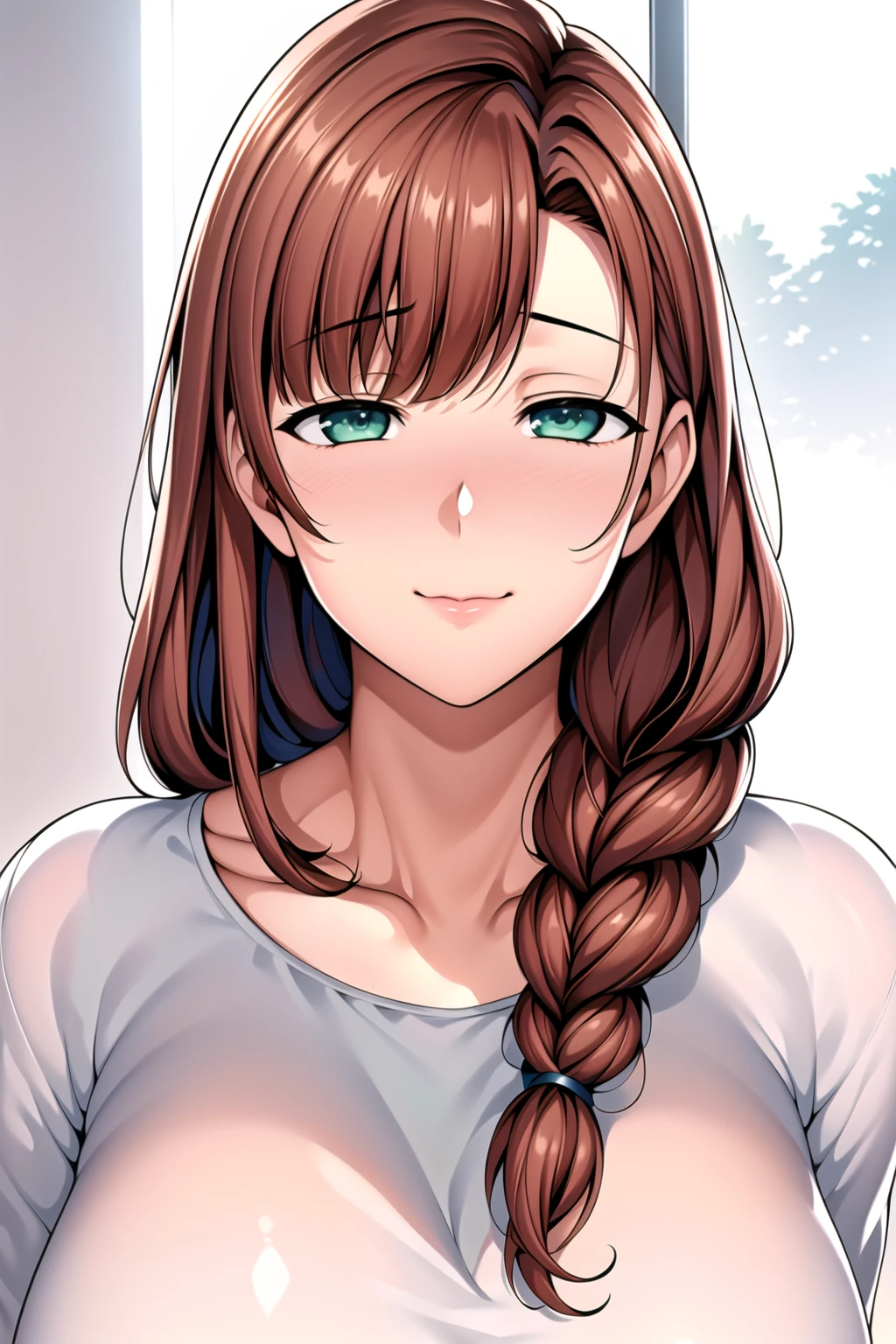 Simple Background, White Background,
White_Jacket,pencil_skirt,
<lora:Oikawa_Amane_Family_Control-KK77-V3:0.7>,office lady,
green_eyes,brown_hair,bangs,hair ornament,single_braid,long hair,
<lora:Oda_Non_Style-KK77-V2:0.3>,<lora:more_details:0.1>,
1 girl, 20yo,Young female,Beautiful Finger,Beautiful long legs,Beautiful body,Beautiful Nose,Beautiful character design, perfect eyes, perfect face,expressive eyes,perfect balance,
looking at viewer,(Focus on her face),closed mouth, (innocent_big_eyes:1.0),Light_Smile,
official art,extremely detailed CG unity 8k wallpaper, perfect lighting,Colorful, Bright_Front_face_Lighting,White skin,
(masterpiece:1.0),(best_quality:1.0), ultra high res,4K,ultra-detailed,
photography, 8K, HDR, highres, absurdres:1.2, Kodak portra 400, film grain, blurry background, bokeh:1.2, lens flare, (vibrant_color:1.2),professional photograph,
(Beautiful,large_Breasts:1.4), (beautiful_face:1.5),(narrow_waist),
