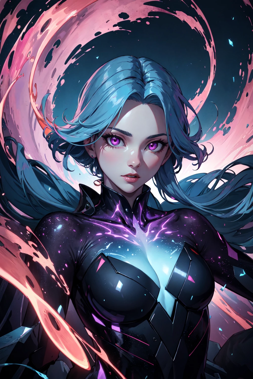 (((tmasterpiece))), 1girll, Hatsune Miku, vocal, Super detailed, hyperrealistic face, (flirty expression), (pink leotard), Blue gloves, Pantyhose, ((Super cute face)), ((Angelic face)), ((Incredibly beautiful eyes)), (glowing light eyes), (full bodyesbian), (luminous hair), Super sexy hair, (Delicate and perfect hands), (Perfect anatomy), Super delicate and sexy body, sexyposture, ((ulzzangs)), (ultra thin face), Exquisite features, ultra - detailed, Better quality, Cinematic lighting, attractive beautiful, sexy looks, Nice star background