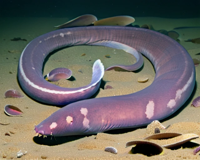 <lora:Eptatretus_okinoseanus_v1:0.7>, Eptatretus, burgeri, purple Hagfish