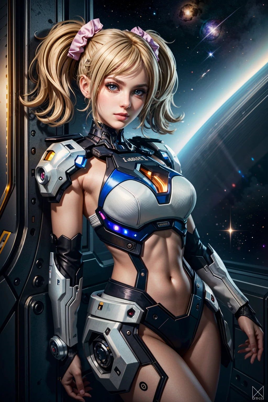 (masterpiece, best quality) <lora:epi_noiseoffset2:1> <lora:add_detail:0.5> <lora:JulietStarling:0.6>
JulietStarling, 1girl, twintails, in space, stars and space background, smoke, android, cyborg, full of colour, cinematic lighting, art by ilya kuvshinov, artgerm, greg