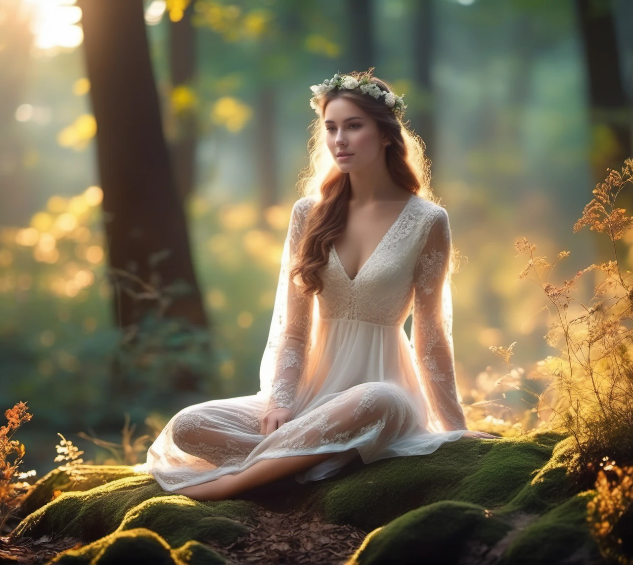 cinematic photo photo realistic full body erotic photo of (gorgeous young woman:1.125) wearing see-through nightie, innocent European woman (playful expression:0.9) with hands raised artistically, (natural skin texture, wet moist skin, pokies:1.275), forest nymphs in background, early morning soft lighting, virgin misty jungle milky mist, undressed bottomless girl, (hidden pathways, intricate fantastic flowers, (intricate realistic flame:1.125):1.15), (light leaks, light flares and caustics, subsurface light scattering, (swirly bokeh:1.125), depth of field, (analog film grain:1.125):0.93) <lora:cinero-locon-xl.safetensors-000006:0.176> . 35mm photograph, film, bokeh, professional, 4k, highly detailed