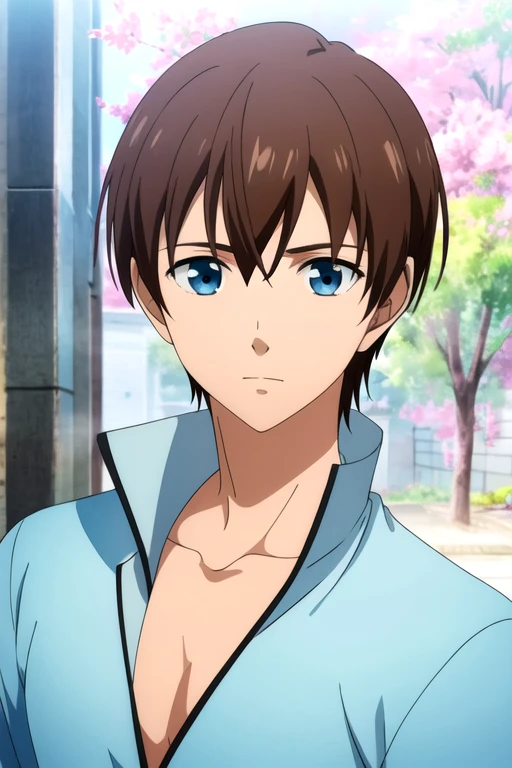 masterpiece, best quality, photorealistic, 1boy, solo, male focus, looking at viewer, upper body, depth of field, (watercolor illustration, soft pastel colors:1.1), , <lora:kensuke_hanasaki:0.68>, kensuke_hanasaki, brown hair, blue eyes