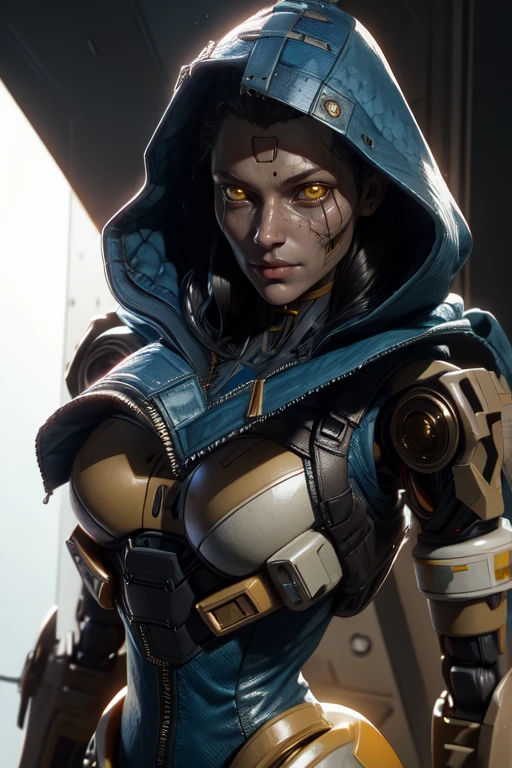 Ash, yellow eyes,
hood, robot joints, android,
standing, upper body, facing viewer, blank stare,
spaceship, lab,
(insanely detailed, beautiful detailed face,beautiful detailed eyes, masterpiece, best quality)
<lora:AshAPL:0.7>