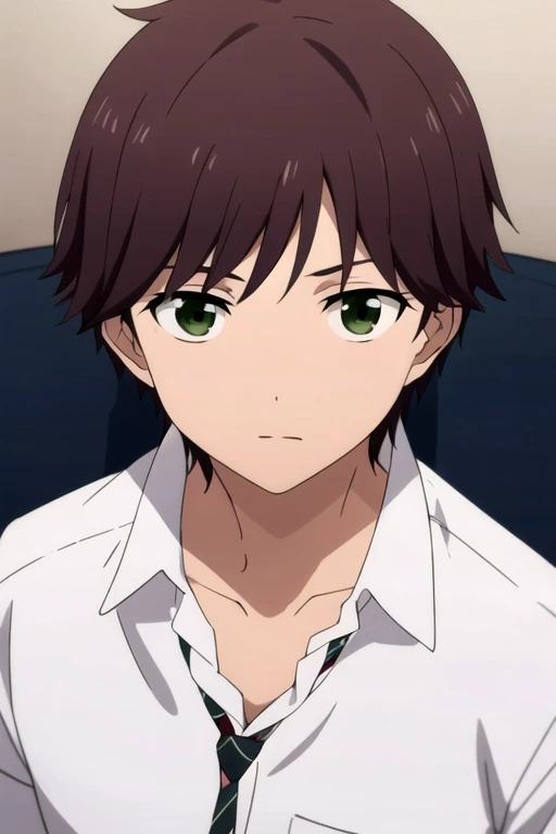 masterpiece, best quality, sketch, 1boy, solo, male focus, looking at viewer, upper body, depth of field, , , <lora:tasuku_yamane:0.70>, tasuku_yamane, brown hair, green eyes