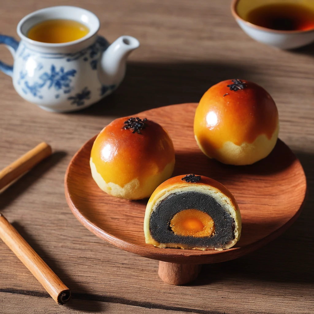 A photorealistic image of a beautifully crafted tea cake elegantly placed on an antique wooden table. The tea cake should look fresh and inviting, perhaps with intricate patterns or designs on its surface. The antique table should have intricate carvings or details that signify its age and value, perhaps made of rich, dark wood. The setting should be cozy and inviting, possibly with vintage or antique elements in the background like old books, a vintage lamp, or fine china. The lighting should be soft and warm, casting gentle shadows that highlight the texture of the tea cake and the intricate details of the antique table. The overall atmosphere should evoke a sense of nostalgia and luxury., <lora:eggcake:0.75>