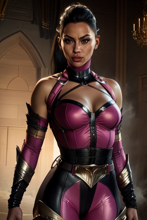mileena, black hair, long black hair,
pink leotard, elbow gloves,
standing, upper body, arms up, covered nipples,
morning, royal castle, smile,
(insanely detailed, beautiful detailed face, masterpiece, best quality), <lora:mileena:0.8>