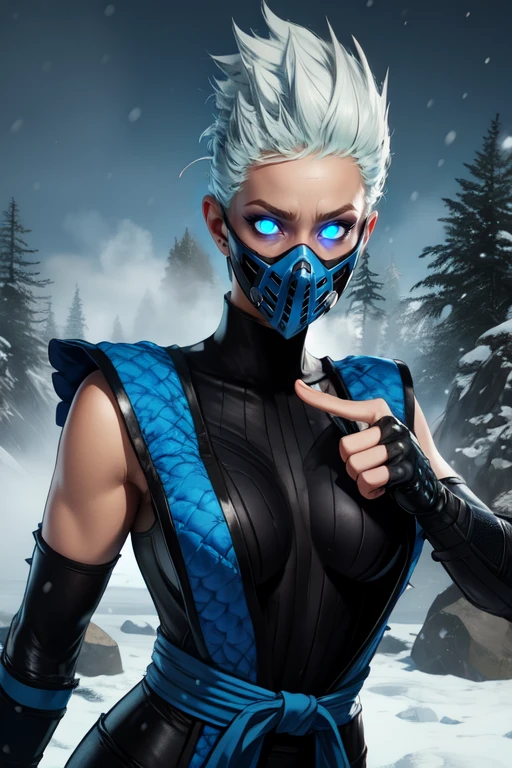 Frost, blue eyes, mouth mask, spiked hair, glowing eyes,
dojo, snow, solo, ice,
(insanely detailed, beautiful detailed face, masterpiece, best quality) <lora:xFrost:0.7>