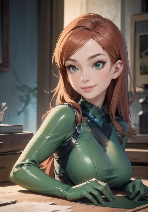 <lora:sam:0.8>, sam, smirk, green bodysuit, portrait,, (gorgeous, beautiful, enchanting:1.3), (trending on CGSociety, trending on pixiv, contest winner:1.3)