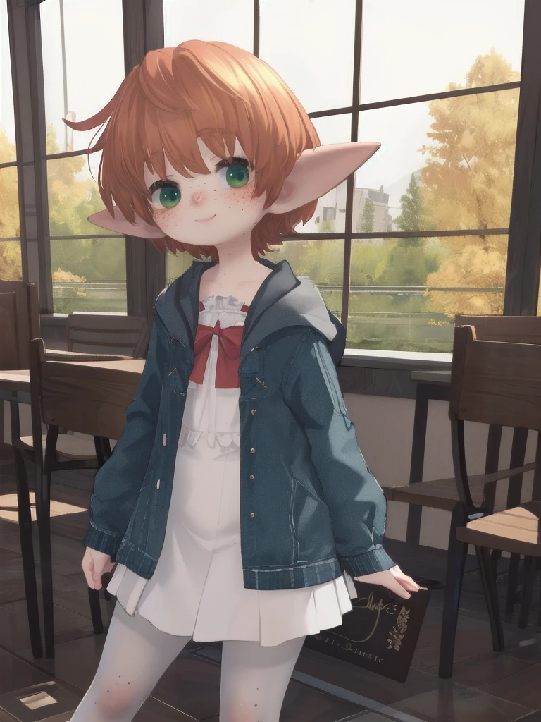 (masterpiece:1.2), (best quality:1.2), 1girl, solo, looking at viewer, smile, blush, BREAK
<lora:popoka:0.9> popoka, <lora:MofufuV6:0.7> (Mofufu), (Lalafell), freckles, orange hair, green eyes, jean jacket, hi-top canvas sneakers, quiet library, wooden shelves lined with antique tomes, early morning sunlight streaming in through tall windows, white pantyhose, BREAK
