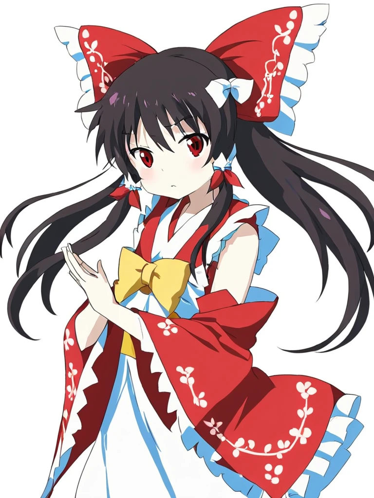 Fairy tale Hakurei Reimu, 1girl,solo, hair bow, black hair,upper body,simple background, white background, closed mouth,
, <lora:Hakurei_v3.2_base_bs24-000008:0.65:lbw=xl1-1>, minimalist, graphic, line art, vector graphics, . Magical, fantastical, enchanting, storybook style, highly detailed,gorgeous, vibrant, award-winning, professional,