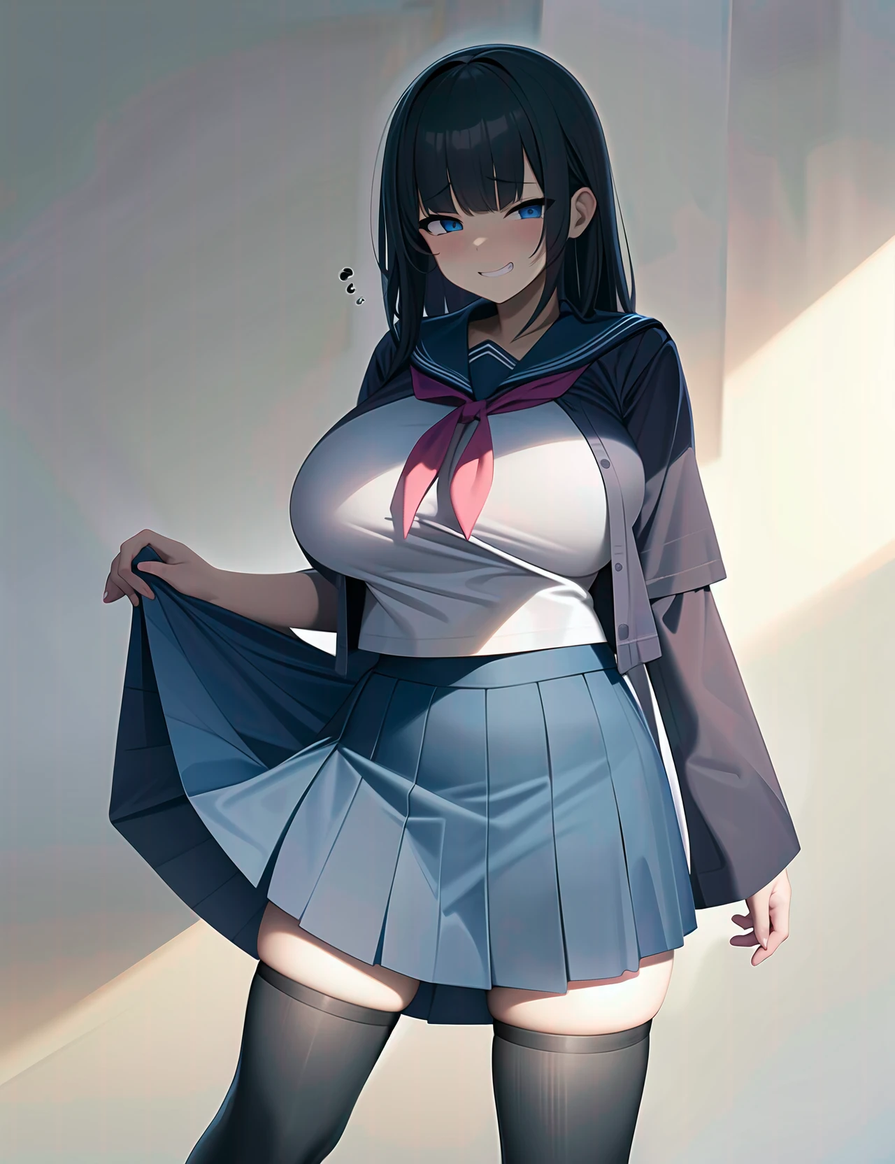 (1girl of girl s at girly room:1)
(detailed serafuku with thighhighs :1)
(covered extremely sagging large breasts :1.3)
(perfect cute face with embarrassed grin:1.2)
(best dim lighting)
(beautiful matte hair :1)
(sharp shading)
(detailed background)
(highres)(masterpiece)(best quality)(perfect anatomy)
<lyco:multi_sagging_concept:1.0>