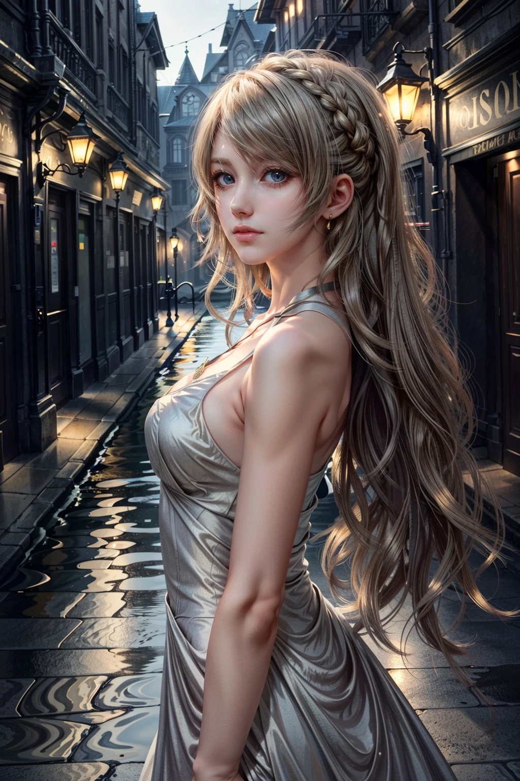 (masterpiece, best quality:1.3)
<lora:epi_noiseoffset2:1> <lora:add_detail:0.7> <lora:LunaFF:0.8>
LunaFF, 1girl, solo, long hair, Evening, Romantic, Cobblestone Streets, Water Reflections, Vintage Elegance