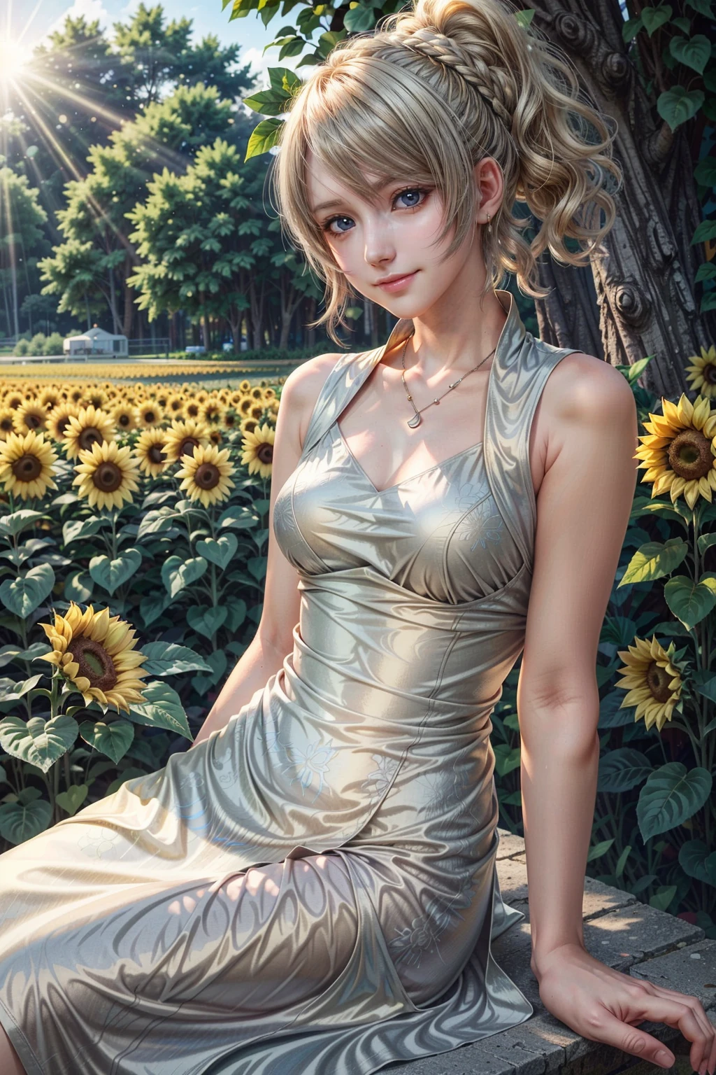 ((ultra detailed, Masterpiece, absurdities))
HGFiona, 1 girl, by rubio, Blue eyes, in a tulip field, golden hour, elegant dress, smiling