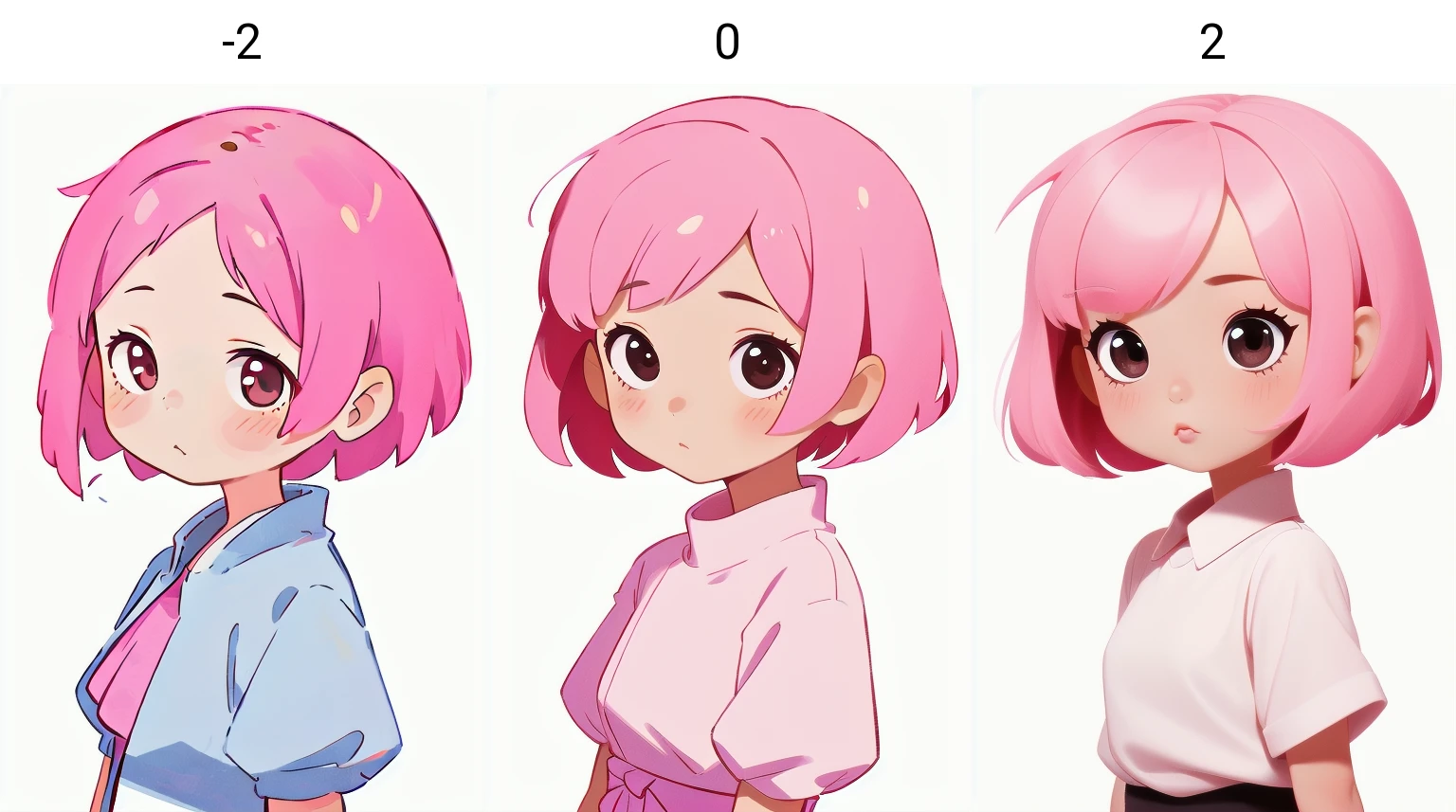 masterpiece,best quality, 1girl,solo,chibi,<lora:3dSlider:-2>,pink short hair,white simple background,face