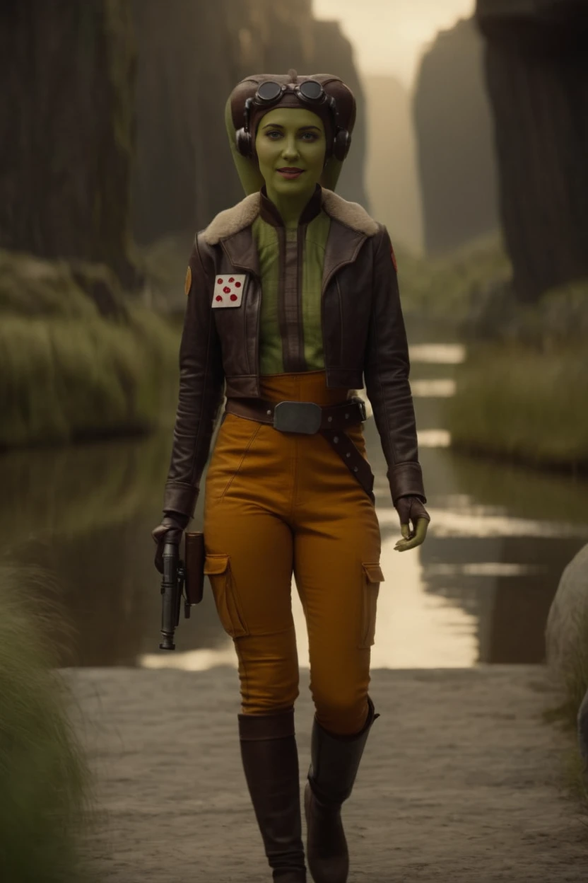 A beautiful, sensual green-skinned woman, Hera Syndulla, nude and alluring, (detailed realistic,4k,highres,masterpiece:1.2), (NO JACKET), cinematic lighting, dramatic shadows, intricate anatomy, flawless skin, mesmerizing gaze, dynamic pose, star wars imperial logo tattoos ON CHESS