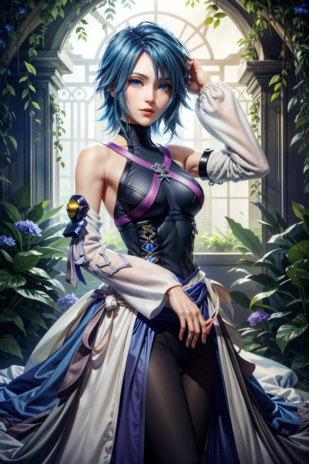 (masterpiece, best quality:1.3)
<lora:epi_noiseoffset2:1> <lora:add_detail:0.7> <lora:KingdomHeartsAqua:0.8>
KingdomHeartsAqua, 1girl, solo, blue hair, blue eyes, Romantic Outfit, Secret Garden, Morning, Dreamy Light, Seclusion