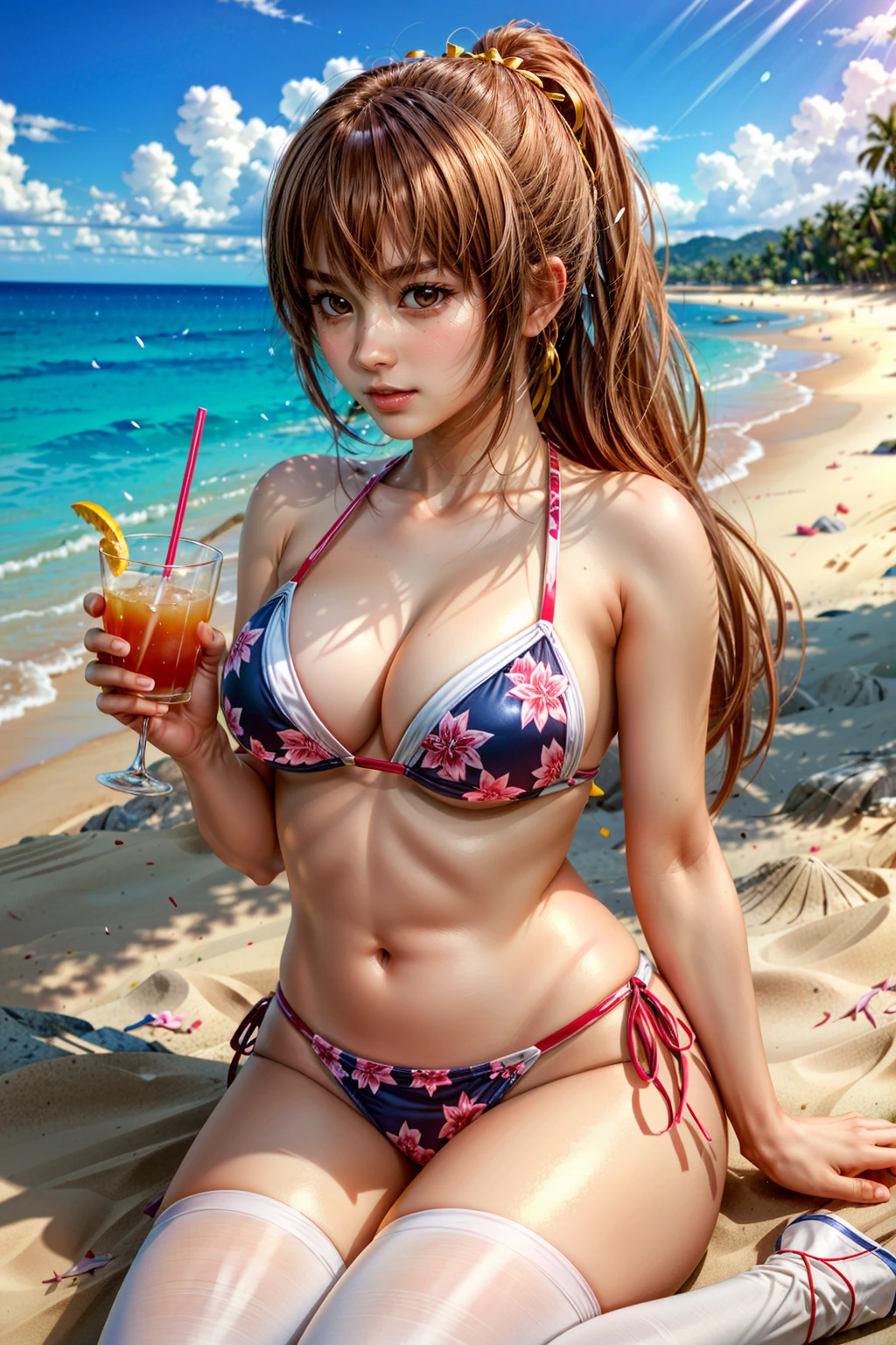 (masterpiece, best quality:1.3)
<lora:epi_noiseoffset2:1> <lora:add_detail:0.7>  <lora:KasumiDOA:0.8>
KasumiDOA, 1girl, solo, long hair, at the beach, bikini, sitting, cocktail