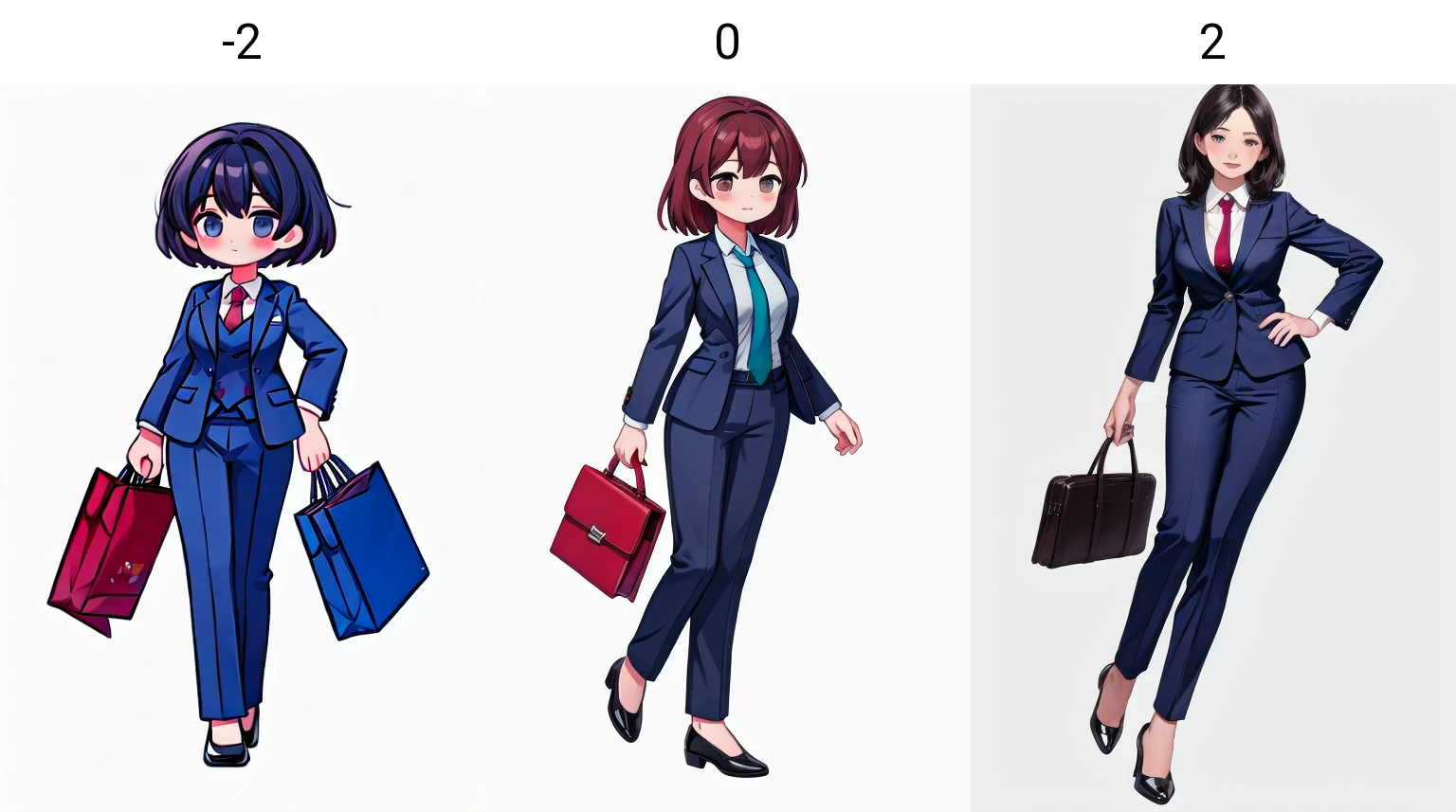masterpiece,best quality,1female,business suits,white simple background, fullbody<lora:HeightRatioSlider_v2:-2>