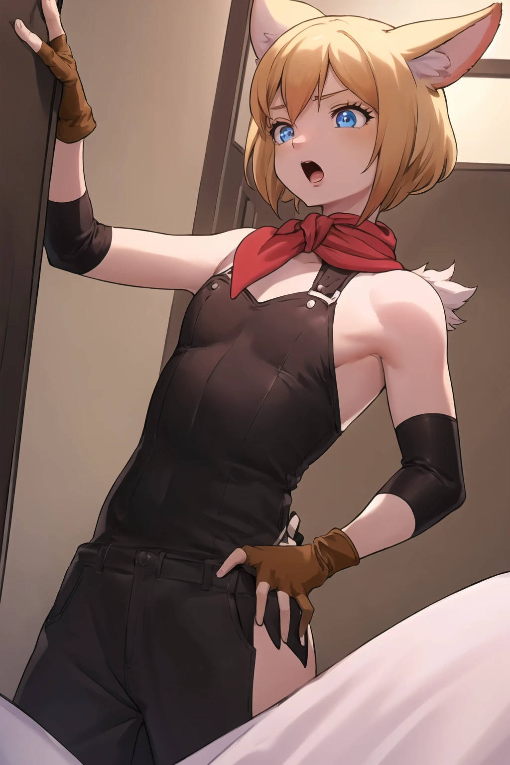 (small breasts:1.2), (perky chest:1.2), (pointed chest:1.2), (Pudding cake magazine cover:1.3),(from above:1.0),(shoot from the side:1.1),masterpiece, 1girl, Amazing Cleavage:1.1, thin waist, optimum,tmasterpiece,hight resolution,best qualtiy,hyper HD,super detailing,awardwinning,a 18yo cute girl,(The upper part of the body),anatomy correct,Beautiful Black miniskirt,garters,Gaze,Small face,bangss,holster,Beautuful Women,hands up,leg holster,Gaze,black boots,Cowboy Shot,cute face,a blond,Longhaire,Twin-tailed,Braids, Hairline,(scarlet eyes),long eyelasher,Hanging eye corners,White skin of the, ((see through camisole:1.1)), ((Sheer nipples:1.0)),Rocket Tits,(Slim body),smile,seductive weak smiling,(with sparkling eyes and a contagious smile),little open mouth, Looking at Viewer,