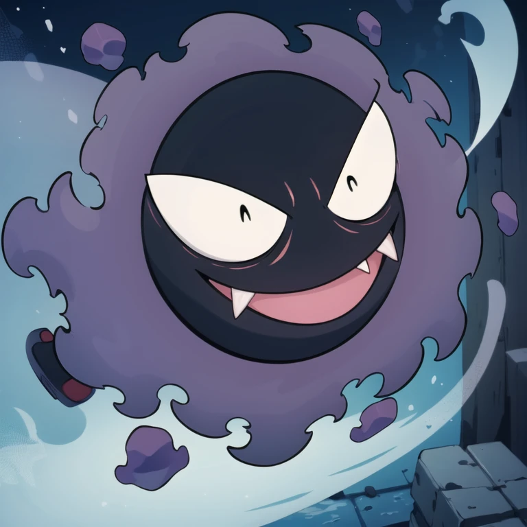 ((masterpiece,best quality)), absurdres,
<lora:Gastly_Pokemon_Anime:0.9>, Gastly_Pokemon_Anime, ghost, floating, no humans, pokemon \(creature\),
solo, smiling, looking at viewer,
cinematic composition,