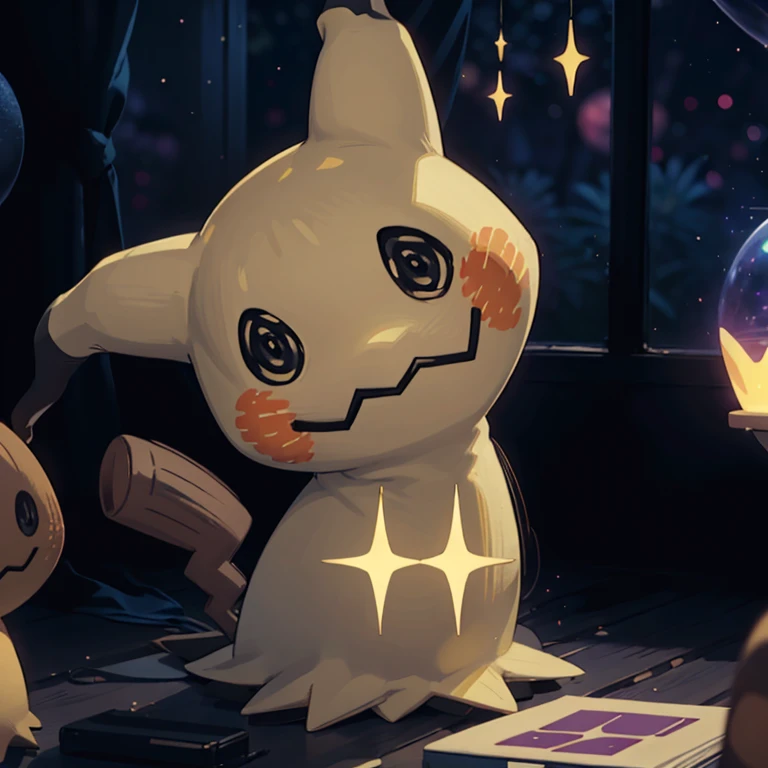 ((masterpiece,best quality)),
<lora:Mimikyu_Pokemon_Anime:0.7>, Mimikyu_Pokemon,
solo, looking at viewer,
cinematic composition,
| sparkle, starry background, purple theme,
| bokeh, depth of field, cinematic composition