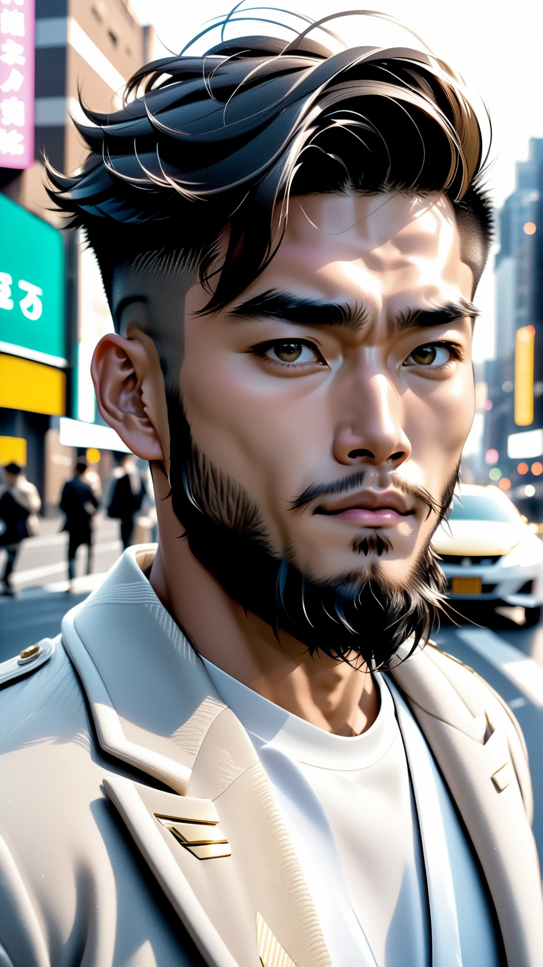 <lora:xl_yamer_style-2.0:1>, analog photo, closeup portrait photo of 24 y.o asian man, natural skin, looks at viewer, city street, (cinematic shot, film grain:1.1), ultra detailed, slight beard