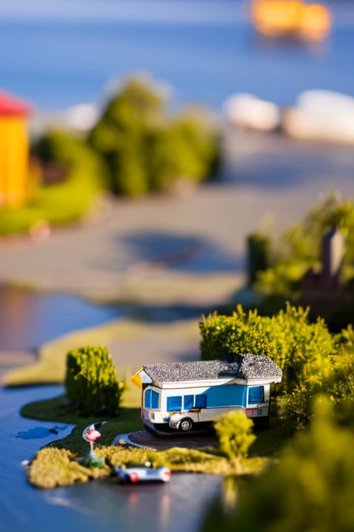 toy style, (close-up:1.15), a one tiny house, (tilt shift:1.2)