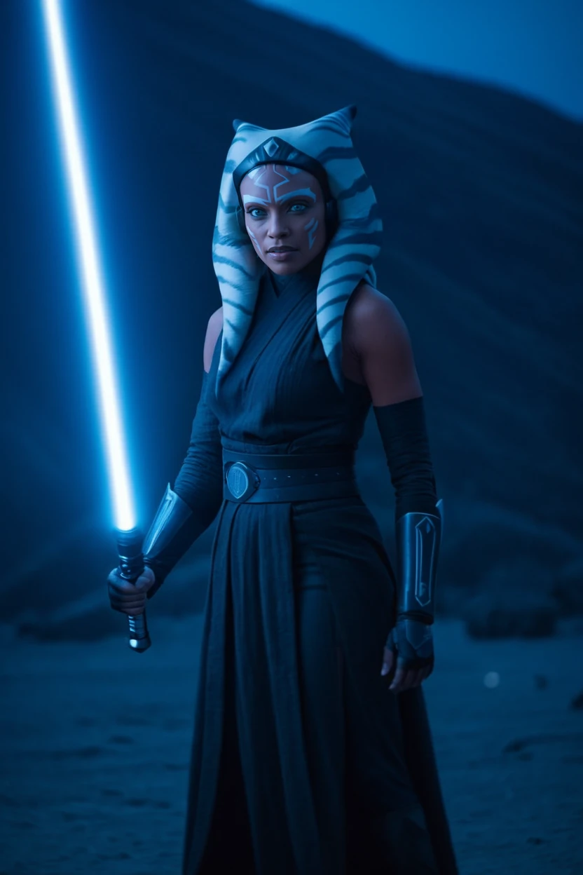 cinematic film still ahsoka tano at kamino holding white lightsabers during lightsaber fight, full body shot <lora:Ahsoka_Tano_XL:0.8> . shallow depth of field, vignette, highly detailed, high budget Hollywood movie by christopher mcquarrie, bokeh, cinemascope, moody, epic, gorgeous, film grain, grainy