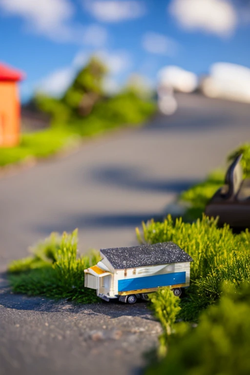 toy style, (close-up:1.15), a one tiny house, (tilt shift:1.2)