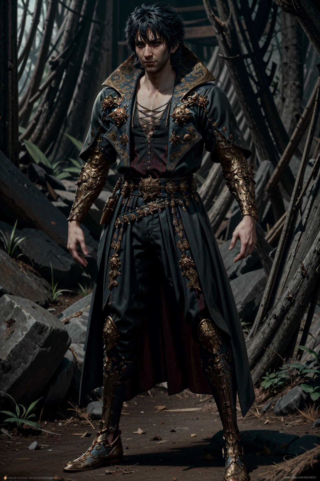 (masterpiece, best quality:1.3)
<lora:epi_noiseoffset2:1> <lora:add_detail:0.7> <lora:BGGortash:0.8>
BGGortash, solo, 1boy, full body, male male focus,  cinematic lighting, intricate, highly detailed, digital painting, artstation, concept art, sharp focus, illustration, art by greg rut