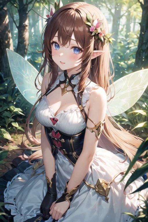 1girl, fairy,fairy wings, fantasy,forest, kawaii,diffused soft lighting, shallow depth of field,