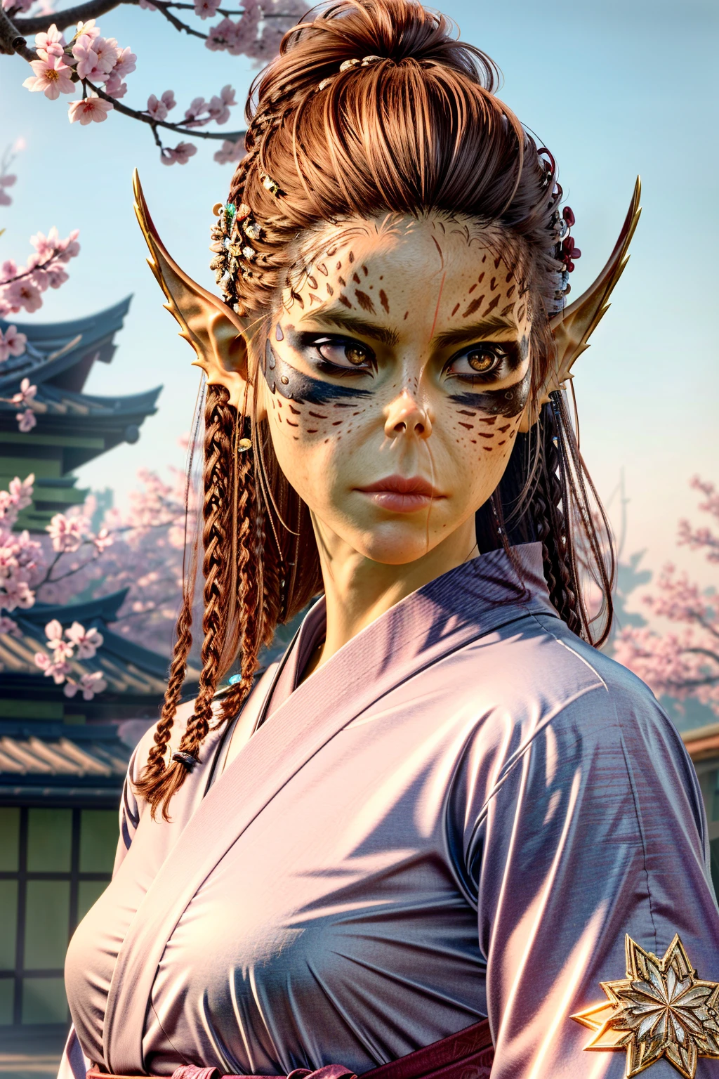 (masterpiece, best quality:1.3)
<lora:epi_noiseoffset2:1> <lora:add_detail:0.7> <lora:BGLaezelDreamshaper:0.8>
BGLaezel,  1girl, solo, long hair, pointy ears, yukata, japan, cherry blossoms, hair ornament