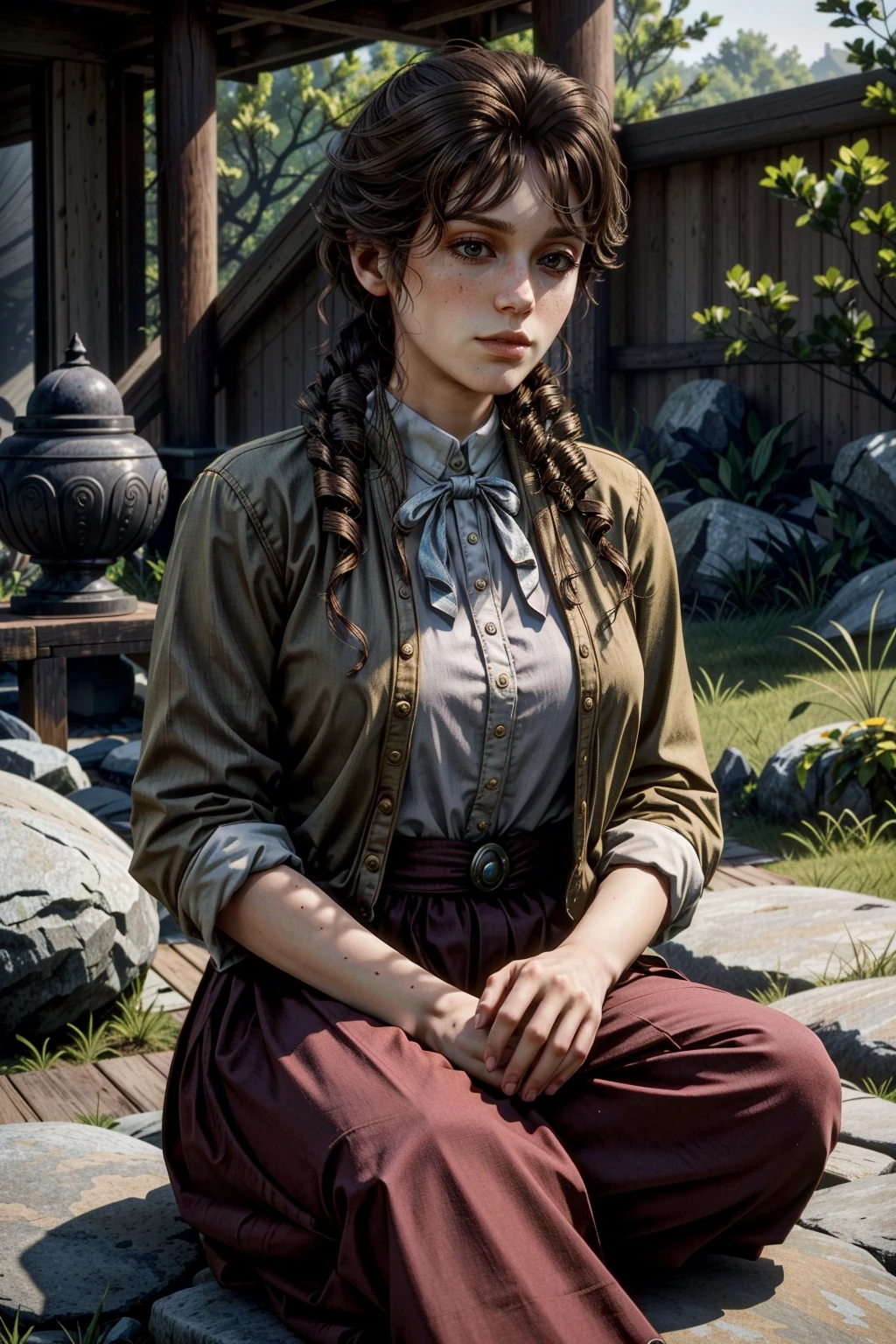 (masterpiece, best quality:1.3)
<lora:epi_noiseoffset2:1> <lora:add_detail:0.7> <lora:RDRMaryBethGaskill:0.8>
RDRMaryBethGaskill, 1girl, solo, blonde hair, cowboy western, zen meditation garden, afternoon, serene and tranquil with gentle sunlight and minimalist design
