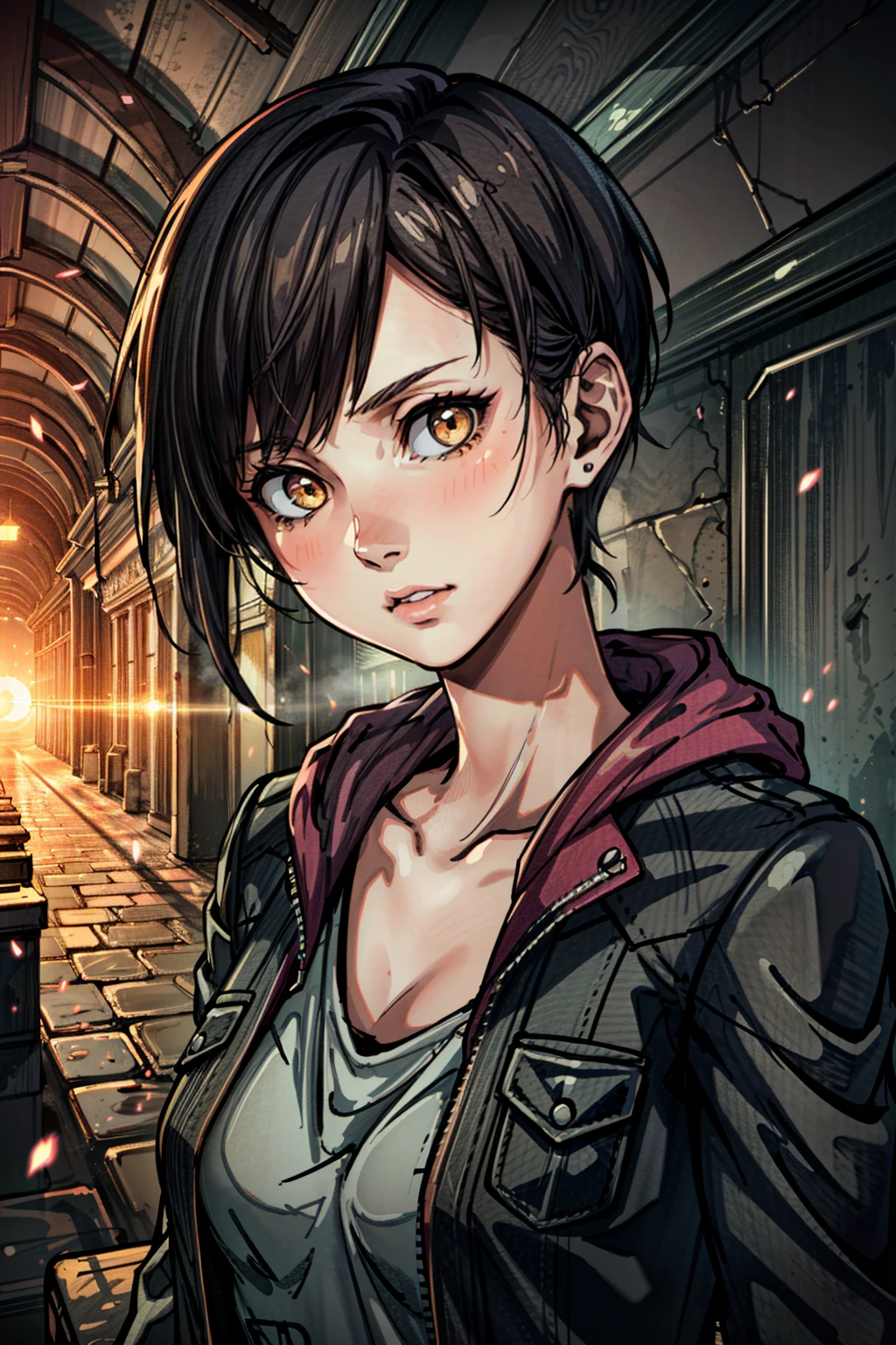 (masterpiece, best quality:1.3)
<lora:epi_noiseoffset2:1> <lora:add_detail:0.7> <lora:MoiraRE:0.7>
MoiraRE, 1girl, solo, short hair, ancient Roman amphitheater, sunset, majestic and timeless with warm light casting long shadows art by Akihiko Yoshida and Greg Rutkowski and Craig Mullins, dark ambient