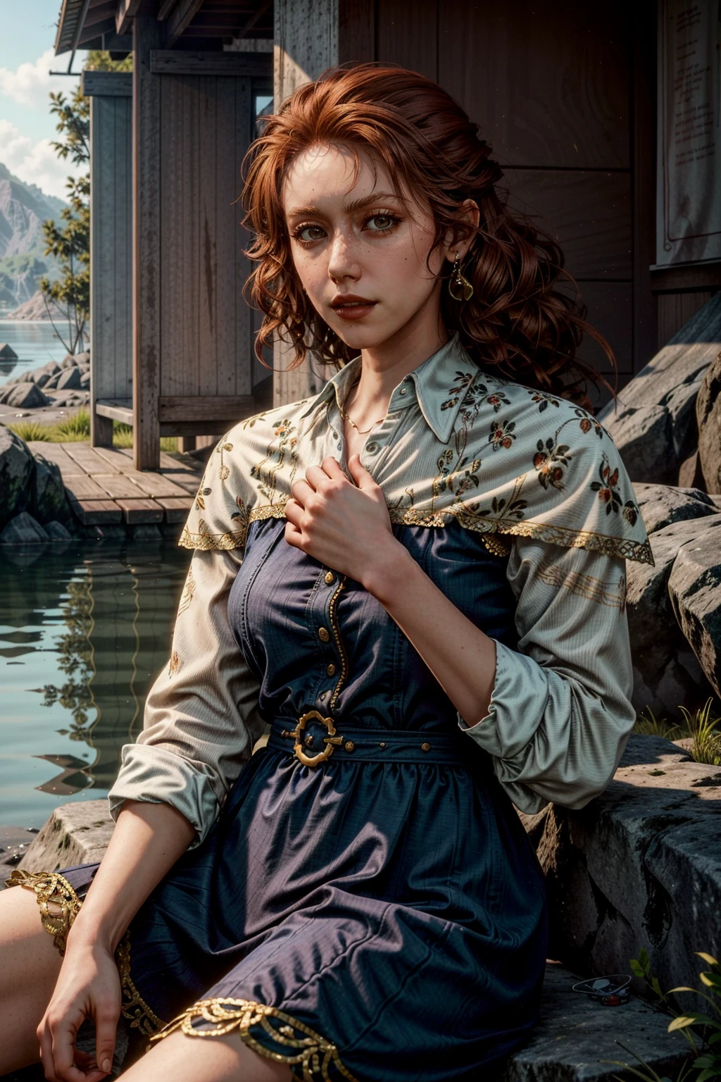 (masterpiece, best quality:1.3) 
<lora:epi_noiseoffset2:1> <lora:add_detail:0.7> <lora:RDRMollyOShea:0.8>
RDRMollyOShea, 1girl, solo, blonde hair, red hair , serene coastal lagoon, afternoon, tranquil and soothing with soft sunlight reflecting on calm waters