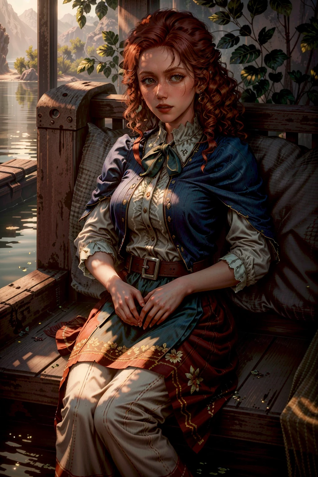 (masterpiece, best quality:1.3) 
<lora:epi_noiseoffset2:1> <lora:add_detail:0.7> <lora:RDRMollyOShea:0.8>
RDRMollyOShea, 1girl, solo, blonde hair, red hair , serene coastal lagoon, afternoon, tranquil and soothing with soft sunlight reflecting on calm waters