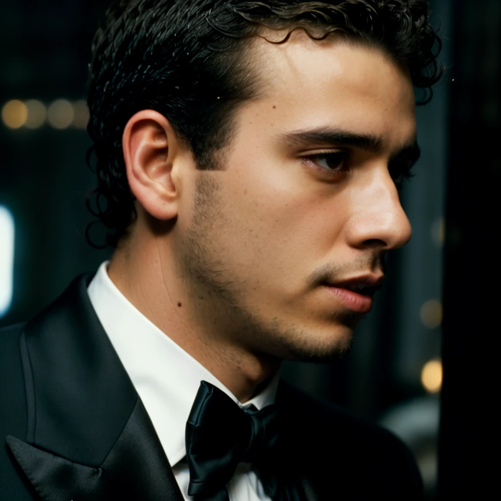face portrait of andre_anaya person using a tuxedo, in blade runner, professional photography, high resolution, 4k, detailed photo, <lora:andre_anaya_13500:1>