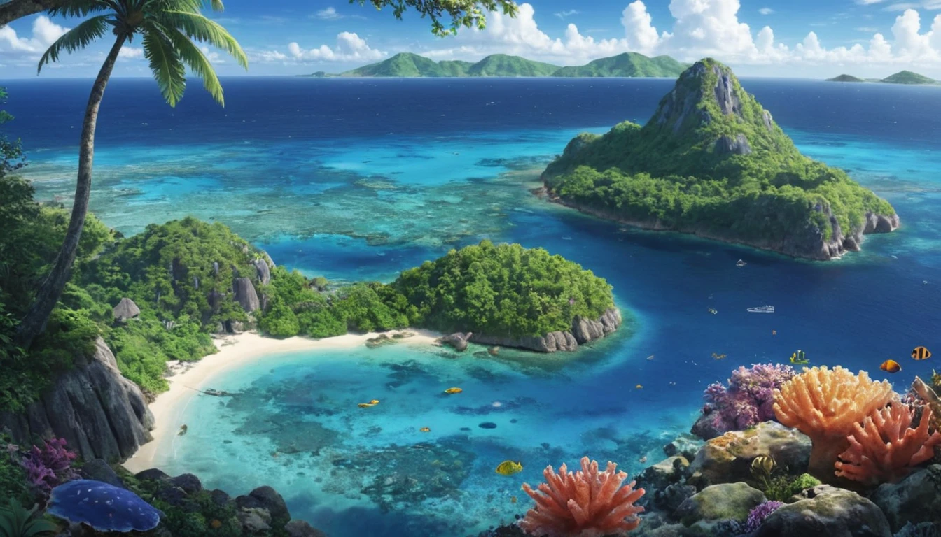 A lush tropical island, complete with crystal-clear lagoons and coral reefs. captured on a sony A6000