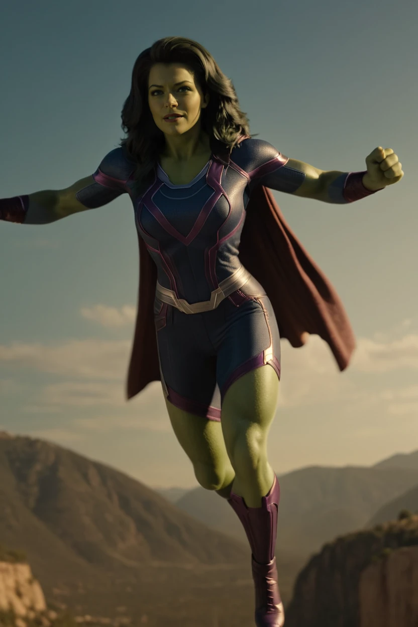 cinematic film still [supergirl:she-hulk:15] flying mid air, full body, heroic <lora:She_Hulk:0.8> . shallow depth of field, vignette, highly detailed, high budget Hollywood movie by spike lee, bokeh, cinemascope, moody, epic, gorgeous, film grain, grainy