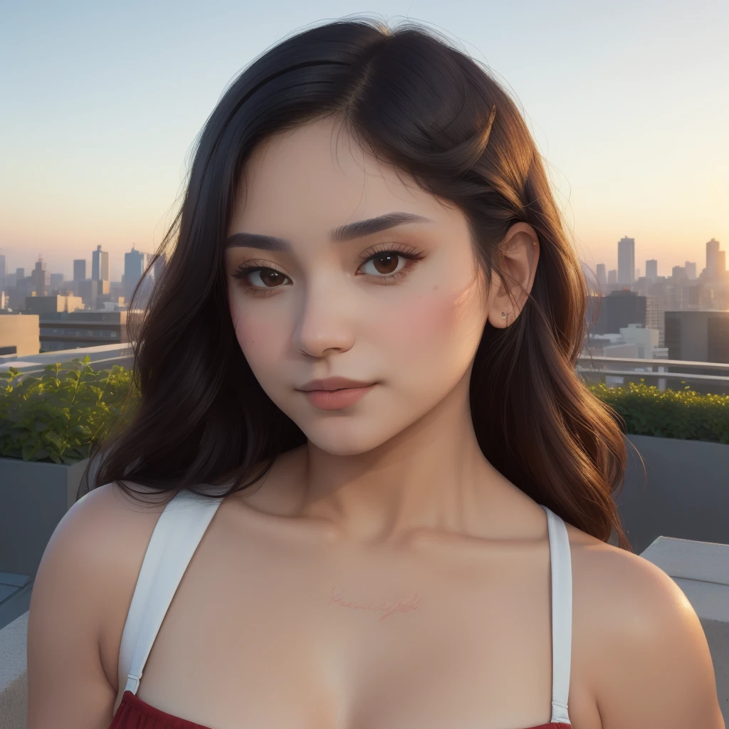 photo of Racquel Darrian, RAW, beautiful woman, ((portrait)), ((detailed face:1.2)), ((detailed facial feature, detailed skin, clear skin), (perfect proportioned body), (wearing a colorful sexy dress) (high detailed city environment, apartment balcony), (realistic photo, best quality, detailed), (8k wallpaper), (cinematic lighting, dramatic lighting) (sharp focus, intricate)