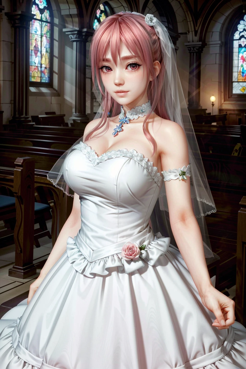 A tight wedding dress with a vivid texture:1.5