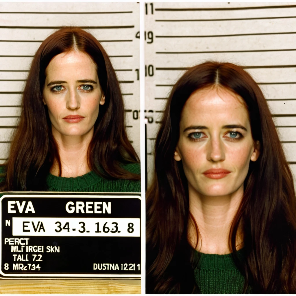 eva_green, <lora:EvaGreenXL:1>, mugshot photo of a woman with very long hair, looking at viewer, wearing sweater, holding mugshot jail sign that reads: "Eva Green"., ((perfect eyes, detailed eyes,realistic eyes)), ((sharp face, detailed face, realistic face, naturtal skin, realistic skin, detailed skin, pores))