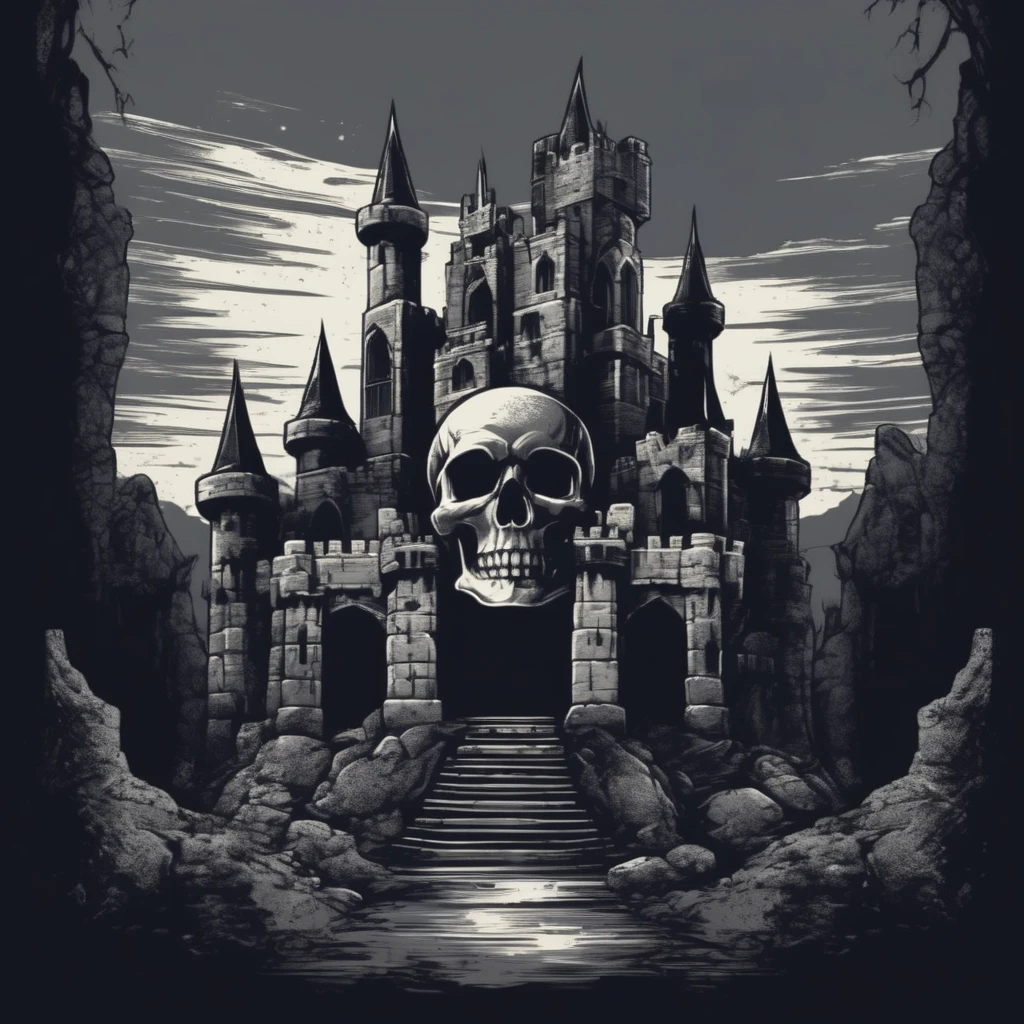 Gothic T-shirt, Skull Object, Haunted Castle Landscape, Dark Monochrome Color Palette, Rough Stone Texture, Etching Style, Dramatic Perspective
,T shirt design,TshirtDesignAF,
<lora:TShirtDesignRedmondV2-Tshirtdesign-TshirtDesignAF:1>