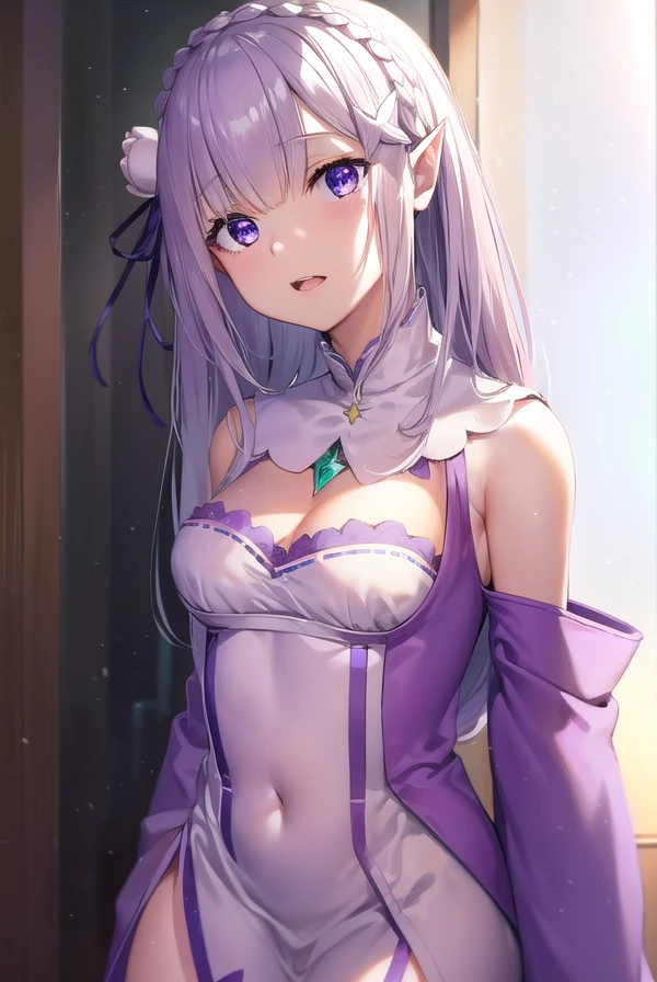 rezeroemilia, <lora:rezeroemilia-lora-nochekaiser:1>, 
emilia, braid, crown braid, flower, hair flower, hair ornament, hair ribbon, long hair, low-tied long hair, (purple eyes:1.2), pointy ears, white flower, x hair ornament, <lora:talkmouth_E_v100:1>, open mouth,
BREAK bare shoulders, detached collar, dress, long sleeves, low-tied long hair, navel, pink dress, shoulder cutout, thigh gap, wide sleeves,
BREAK outdoors, city,
BREAK looking at viewer, (cowboy shot:1.5),
BREAK <lyco:GoodHands-beta2:1>, (masterpiece:1.2), best quality, high resolution, unity 8k wallpaper, (illustration:0.8), (beautiful detailed eyes:1.6), extremely detailed face, perfect lighting, extremely detailed CG, (perfect hands, perfect anatomy),