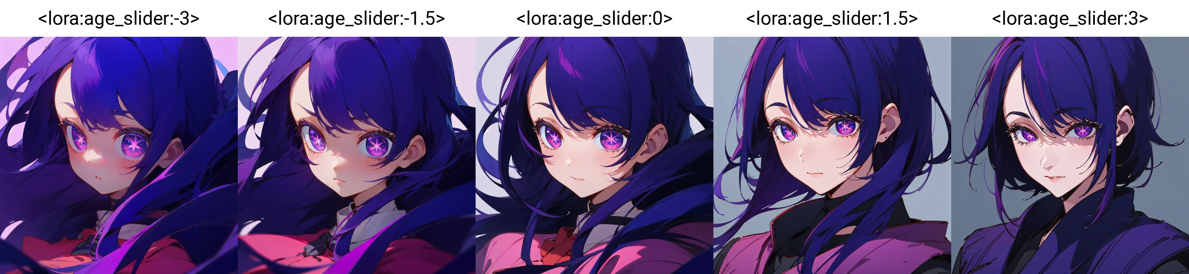 1girl, simple background, <lora:age_slider:-3>, <lora:HoshinoAi_v9-000007:1.0> , hoshinoai, purple eyes, purple hair